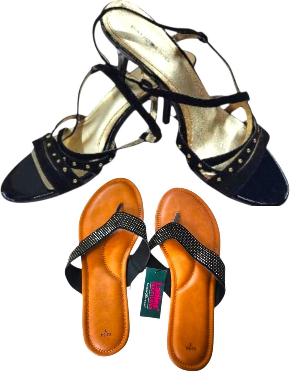 2pc Bandolino Kipp & Bobbie Brooks Rhinestone sandals Set, Size 10